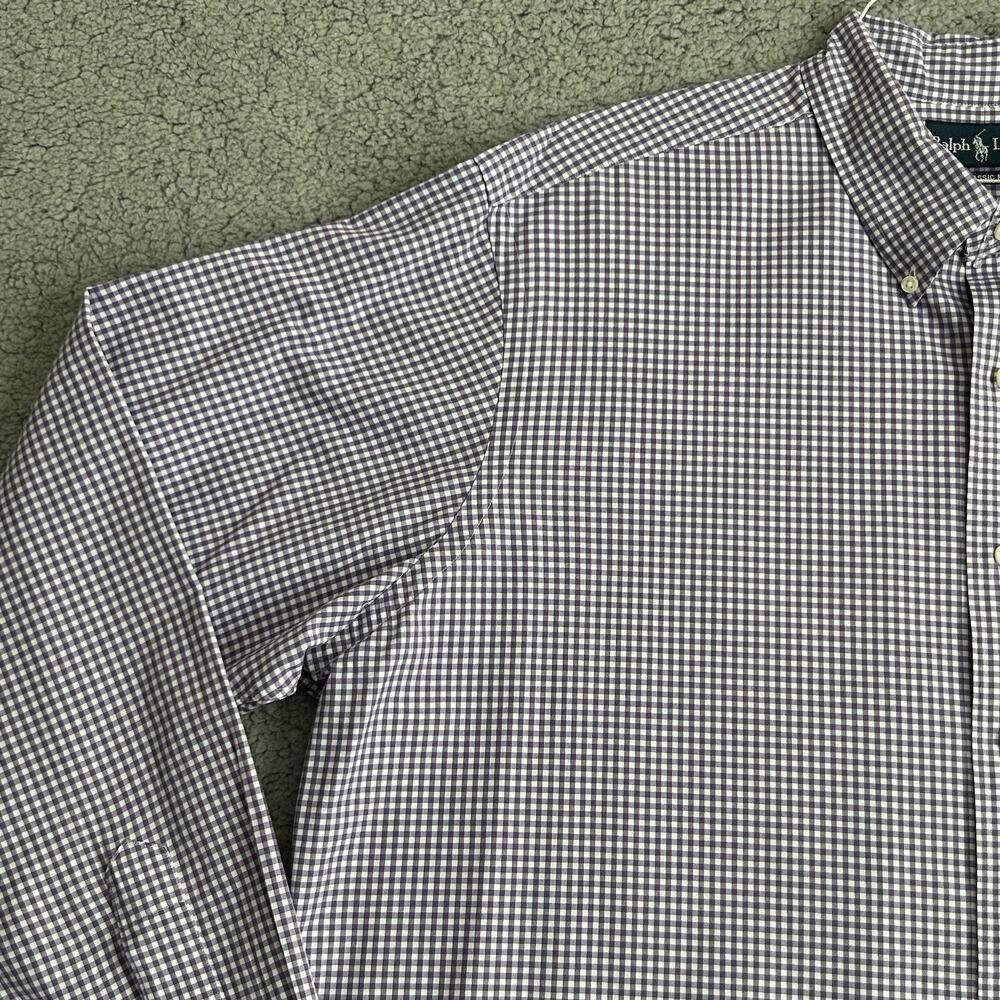 Ralph Lauren Polo Men's XXL Classic Fit Button Down Long Sleeve Purple And White - Picture 3 of 13